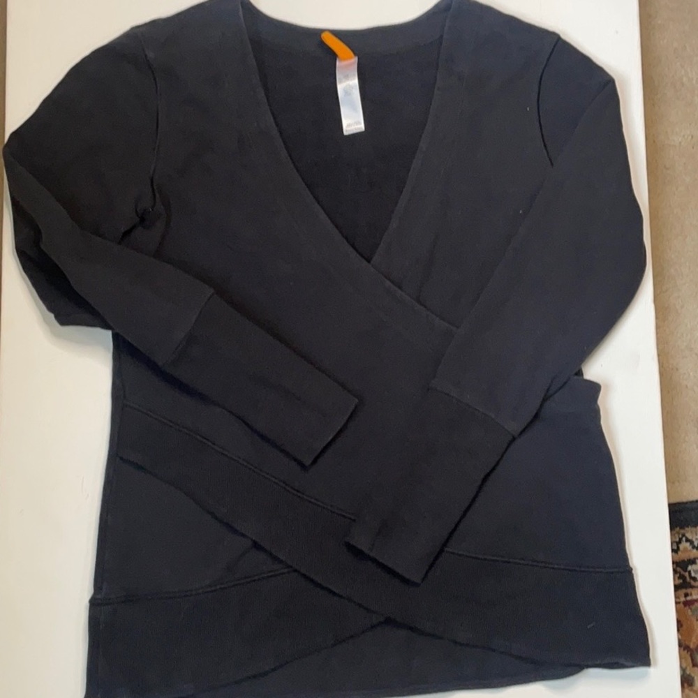 Faux Wrap Black Sweatshirt